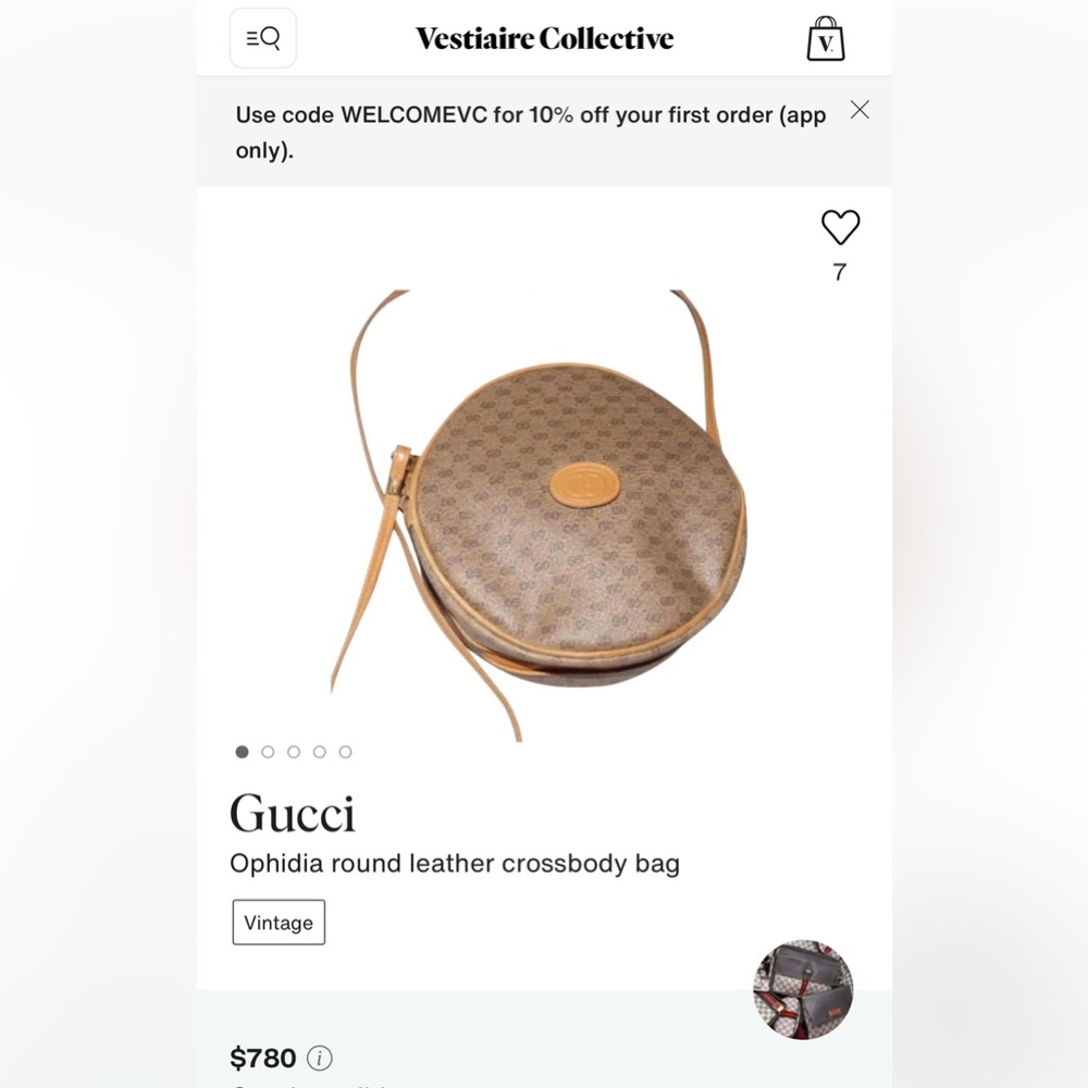 Gucci Monogram RARE Vintage 1980’s Micro GG Round Ophidia Canteen Made in Italy - Picture 14 of 14